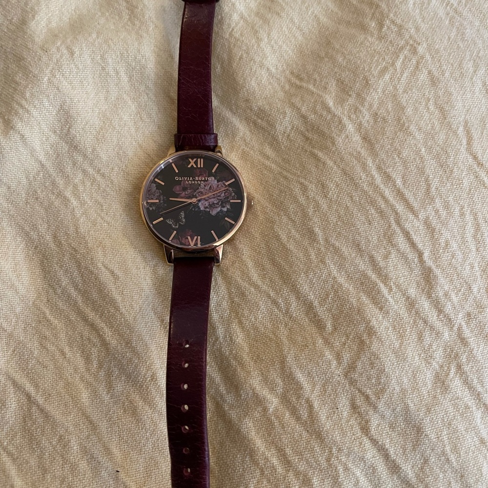 Olivia Burton Maroon Floral Watch